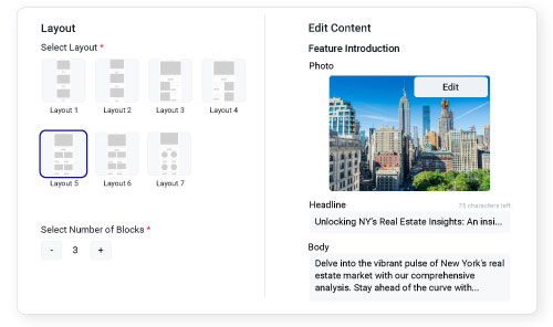 Select Layout and Upload Content